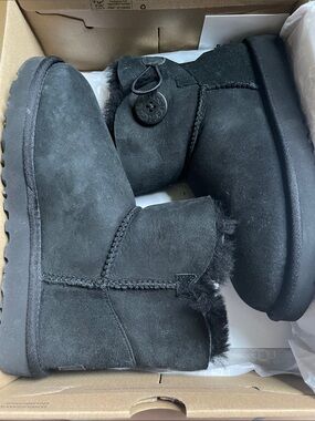 UGG Black Suede Short Button Booties